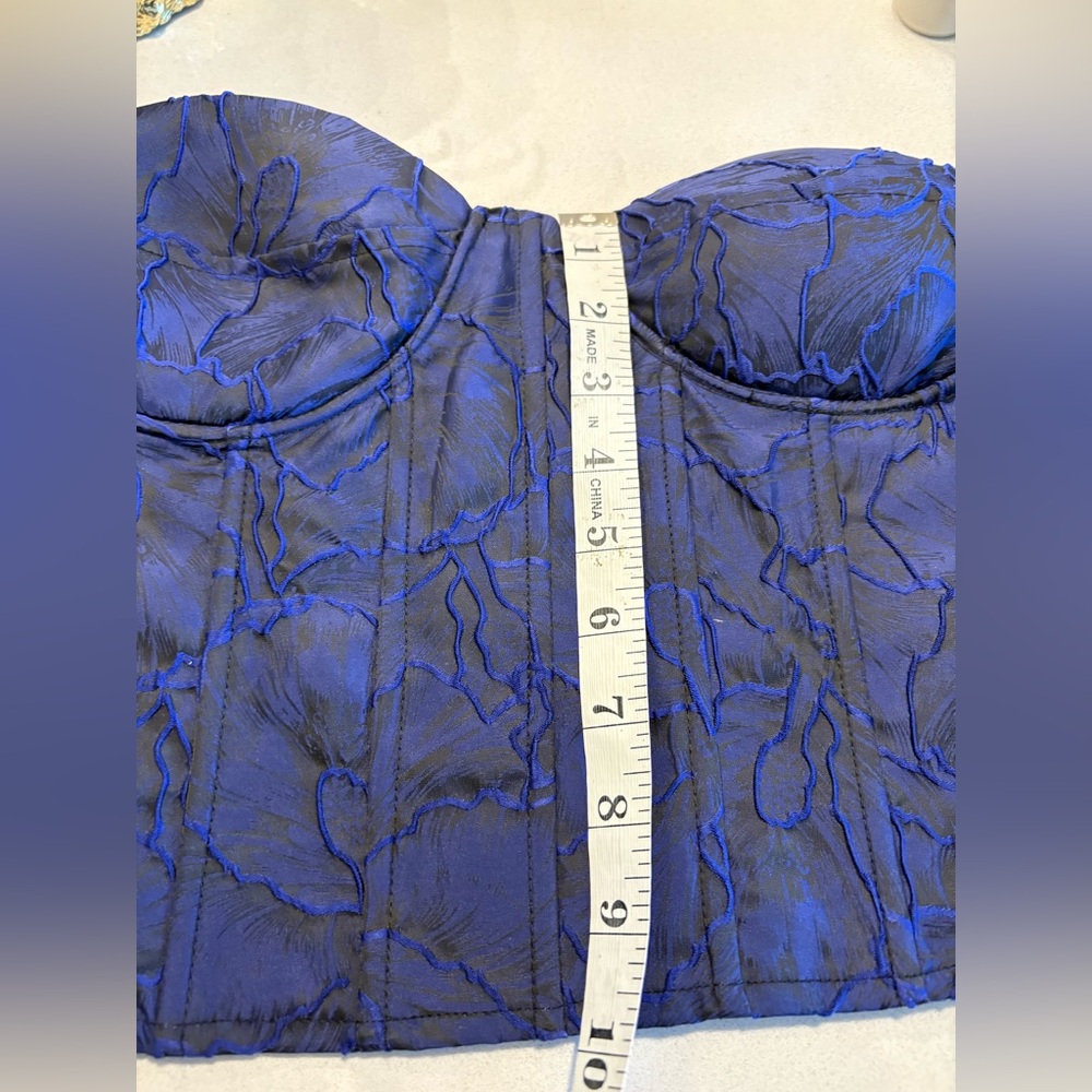 AQUA Blue and Black Floral Corset Top